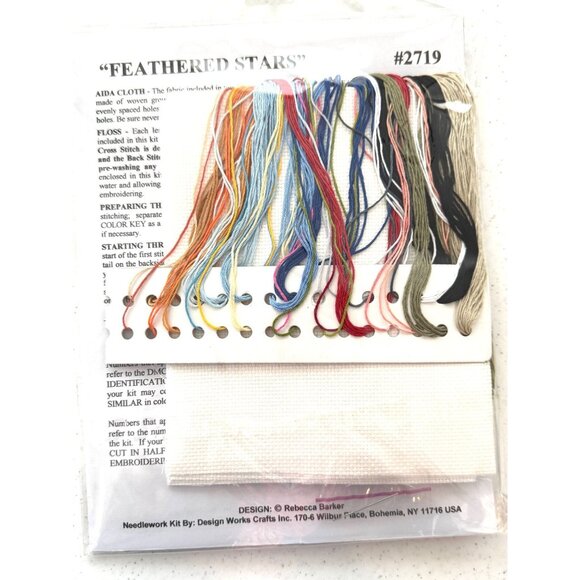 Design Works "Feathered Stars" Cross Stitch Kit - Quilt with Birds - Picture 3 of 4